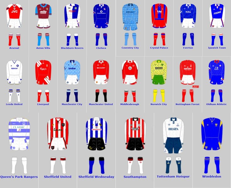 1992-93 Premier League Team Kits