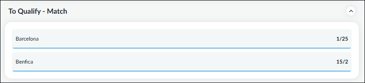 Barcelona v Benfica Qualification Betting