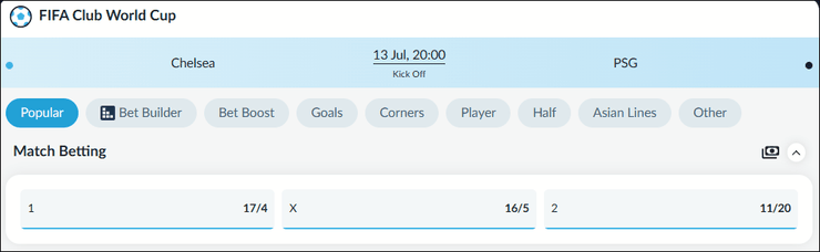 Chelsea v PSG Match Betting
