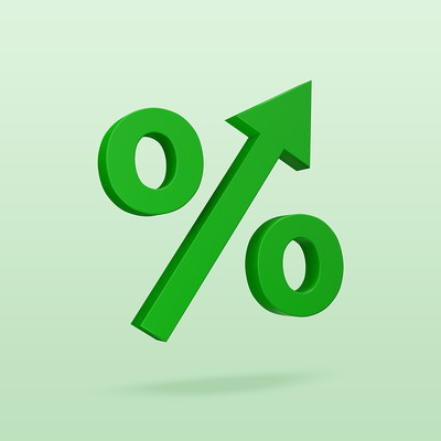 Green Percentage Sign with Increase Arrow