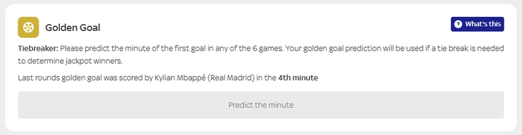 Super 6 Golden Goal Tiebreaker