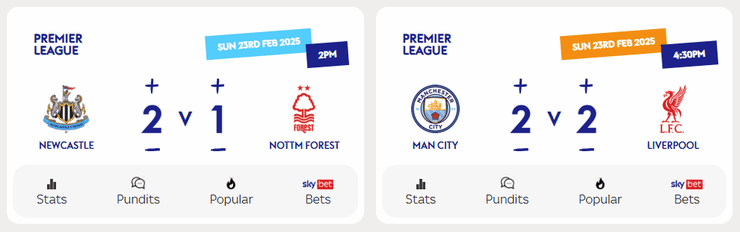 Super 6 Sunday Matches Screenshot