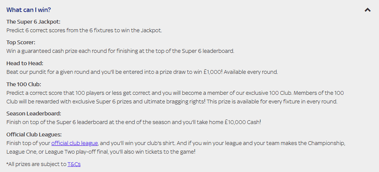 Super 6 What Can I Win Screenshot